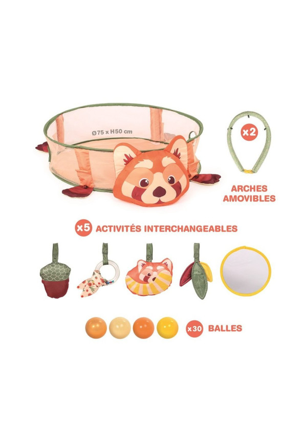 Gimnasio de Actividades y Piscina de Bolas Panda Rojo LUDI
