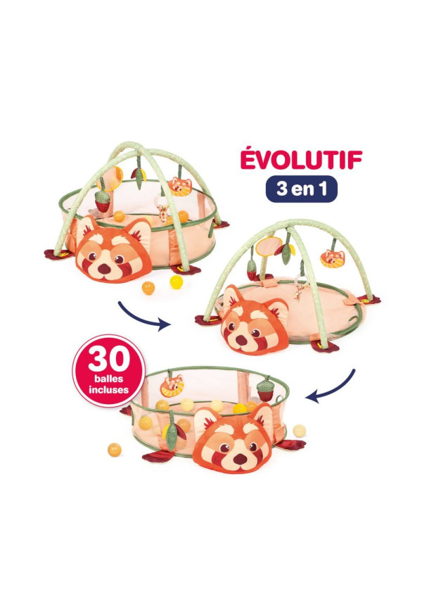 Gimnasio de Actividades y Piscina de Bolas Panda Rojo LUDI