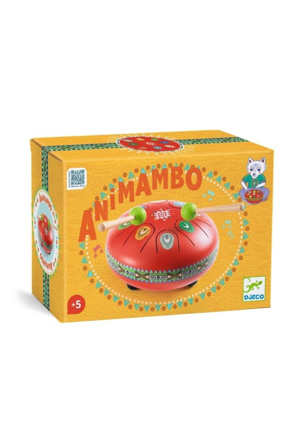  Tambor metálico rojo de lengüetas 8 notas Animambo DJECO