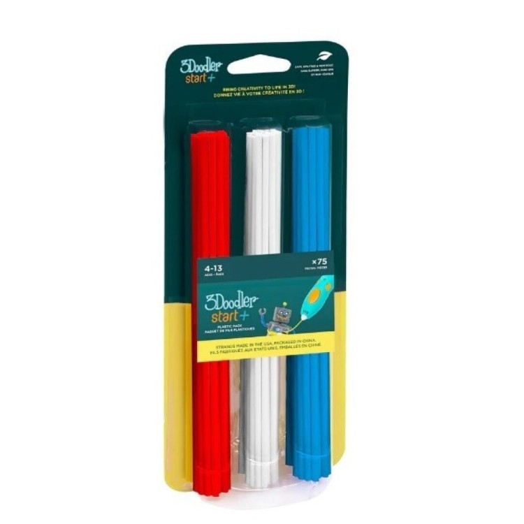 3Doodler Start+ Recambios 75 filamentos rojo - blanco - azul