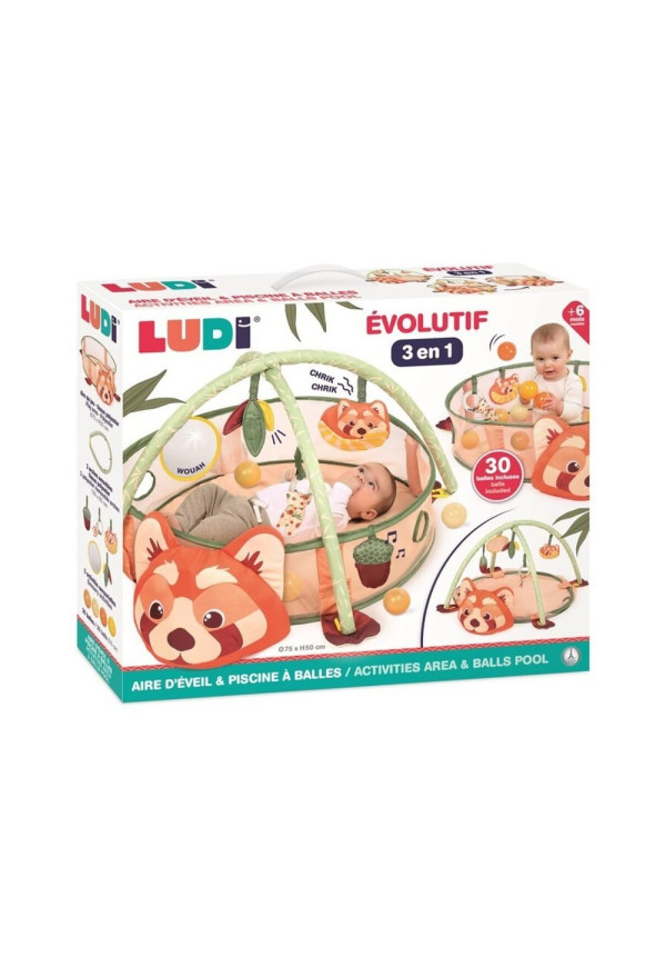 Gimnasio de Actividades y Piscina de Bolas Panda Rojo LUDI