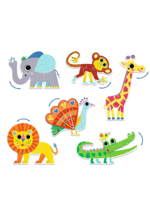 Puzzle dúo animales articulados DJECO